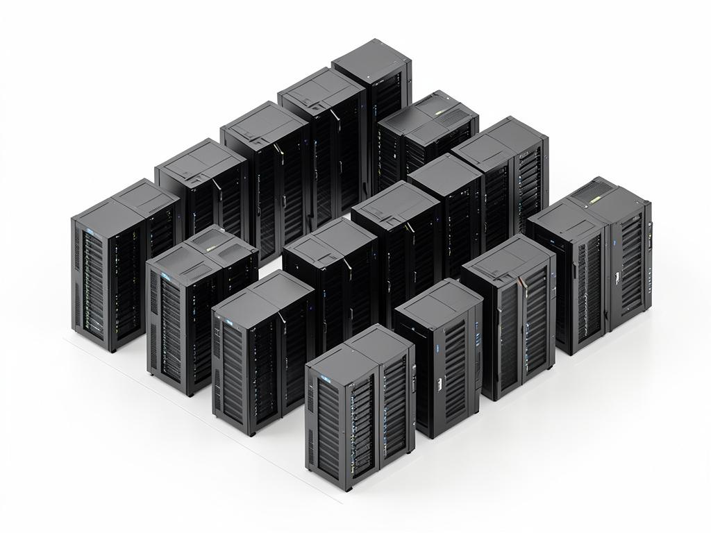 Isometric view of datacenter server racks
